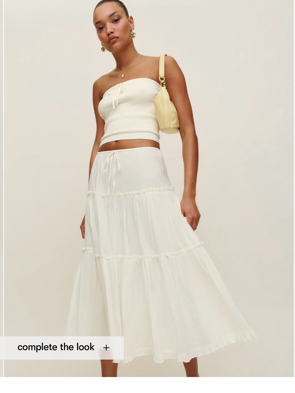 Reformation Cream Tiered Maxi Skirt